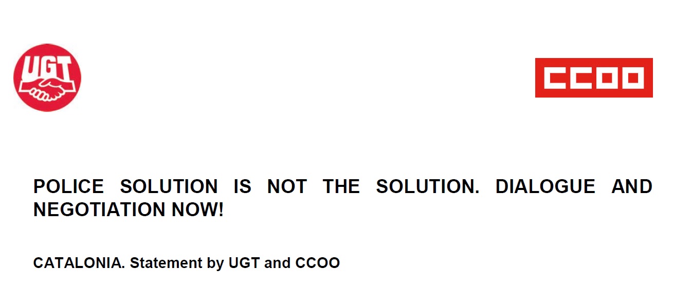 CATALONIA - Statement by UGT and CCOO