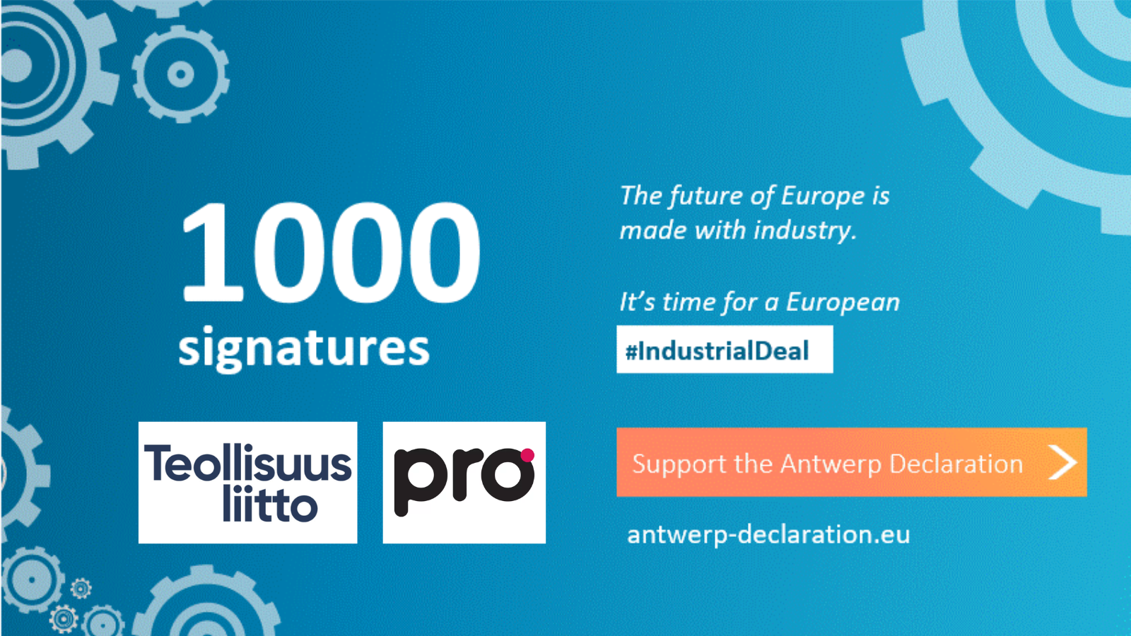 Finland’s industrial workforce mark 1000 signatures of the Antwerp Declaration!